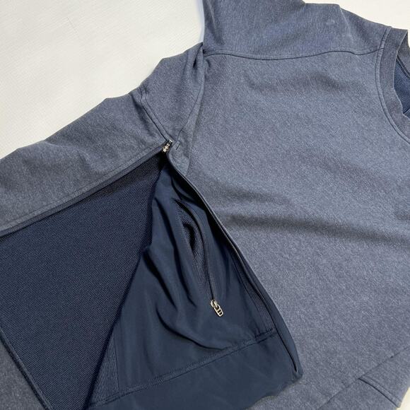 Lululemon Sweater Mens Medium Blue City Sweat Crew Pullover Hidden Zip Pocket - Picture 4 of 9